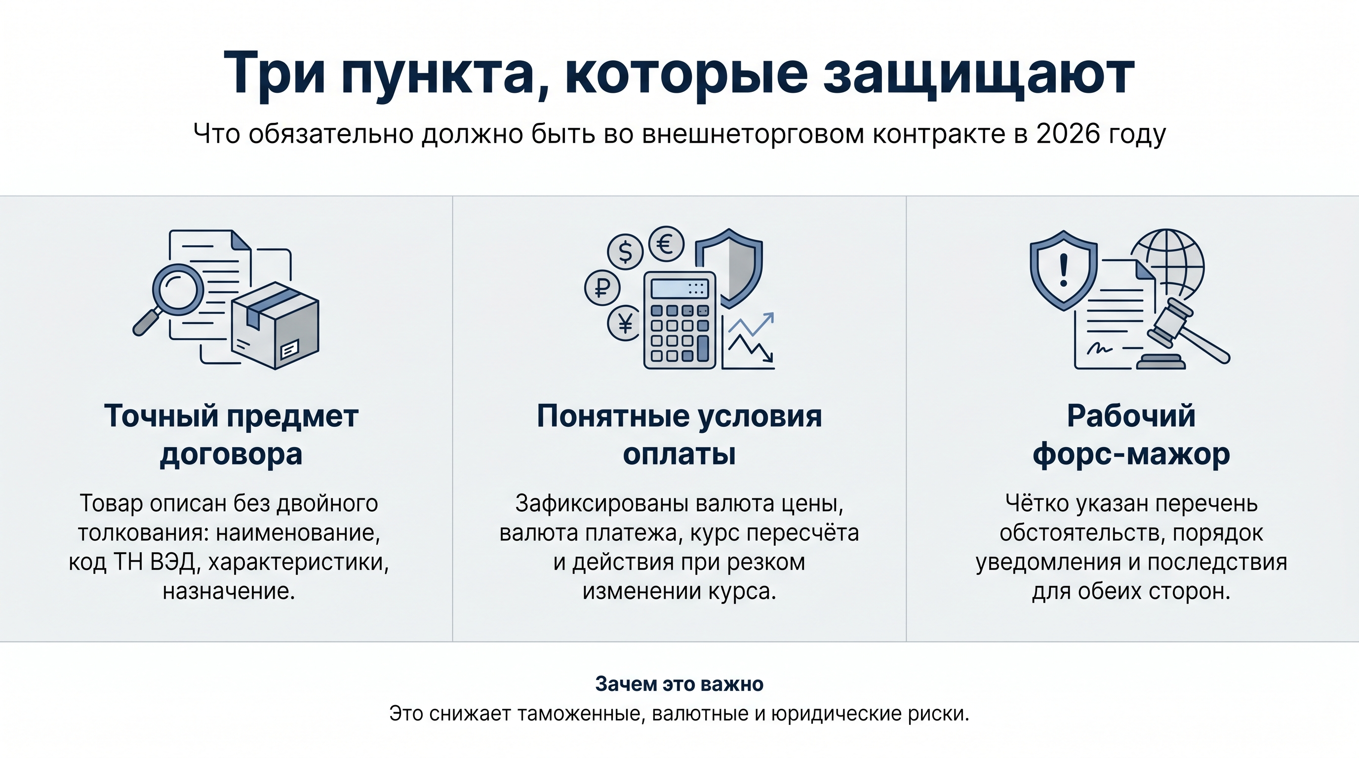 Три пункта, которые защищают вас в внешнеторговом контракте