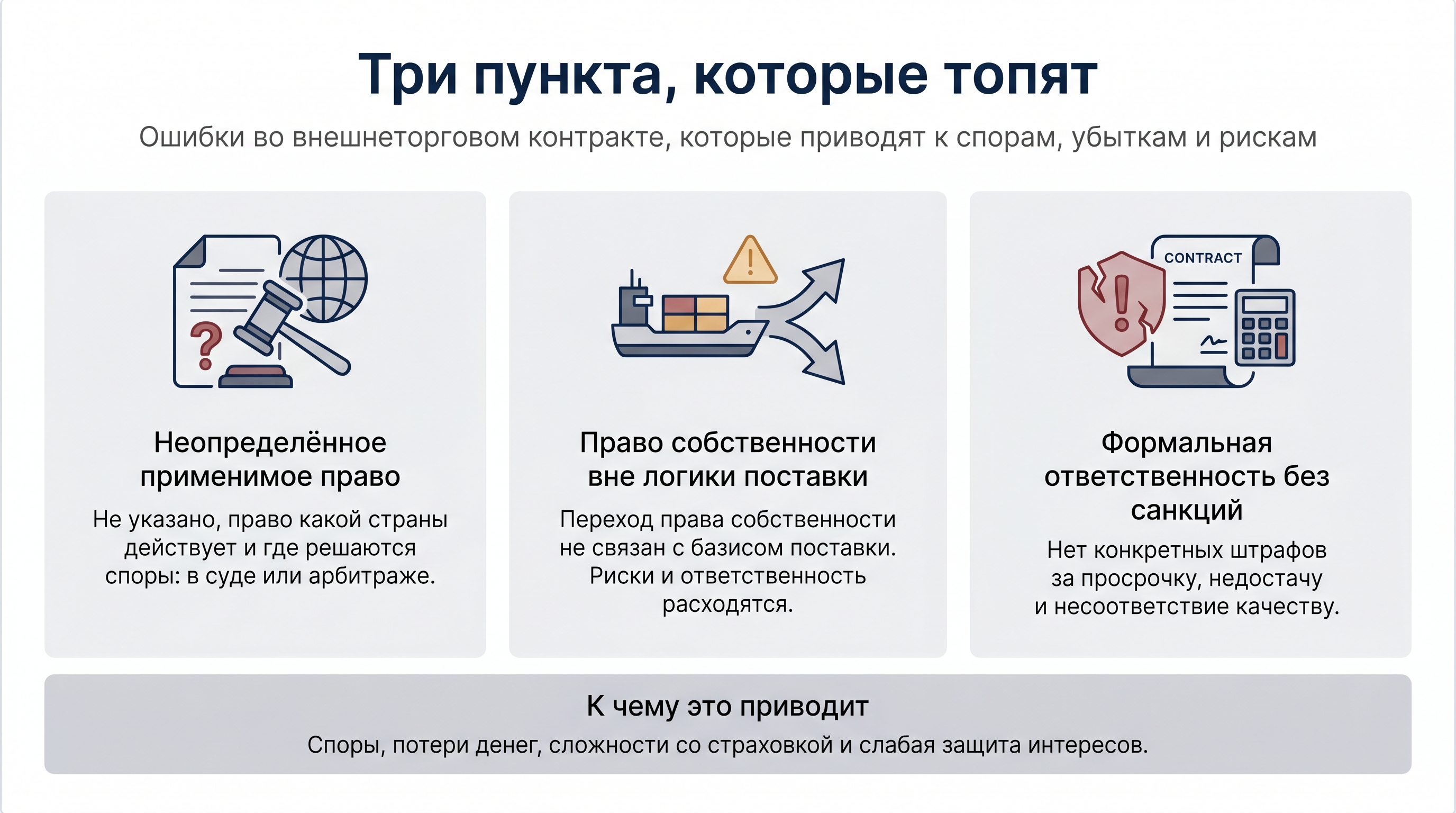 Ошибки во внешнеторговом контракте